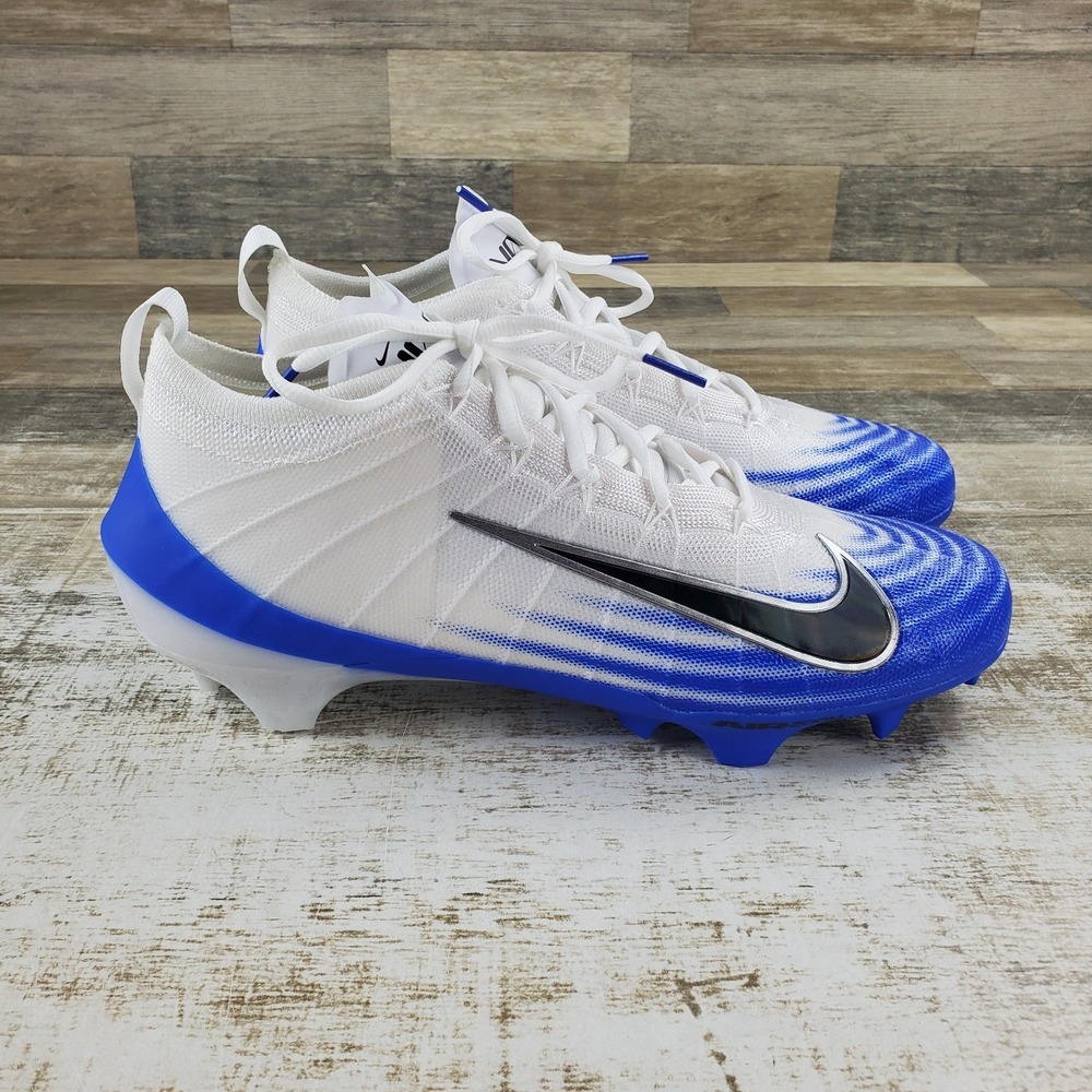 Nike Vapor Elite 1 Mens Football Cleats Sz 10 White Racer Blue Metallic Silver